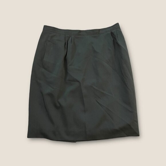 Vintage 80s Jacqueline Ferrar Knee Length Pencil Skirt Dark Forest Green 16 - Picture 1 of 4